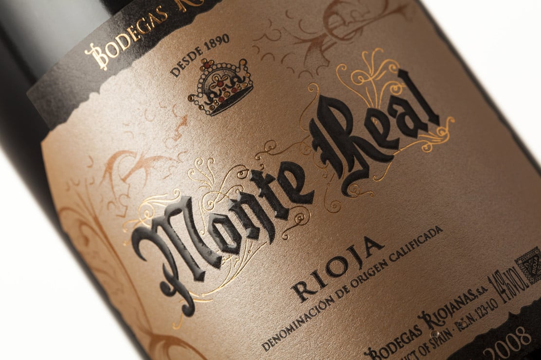Impresión de etiqueta de vino Monte Real 2008
