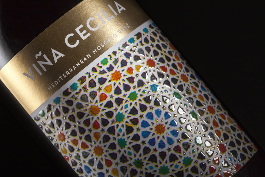 Impresión de etiqueta de moscato rosé Viña Cecilia