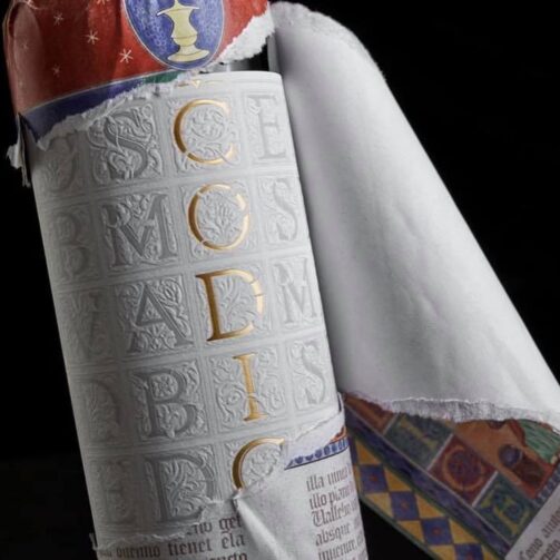 Detalle de impresión de etiqueta de vino Códice