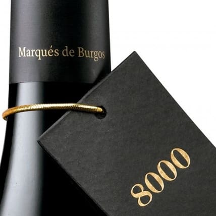 Detalle de impresión de etiqueta de vino 8000 Marqués de Burgos