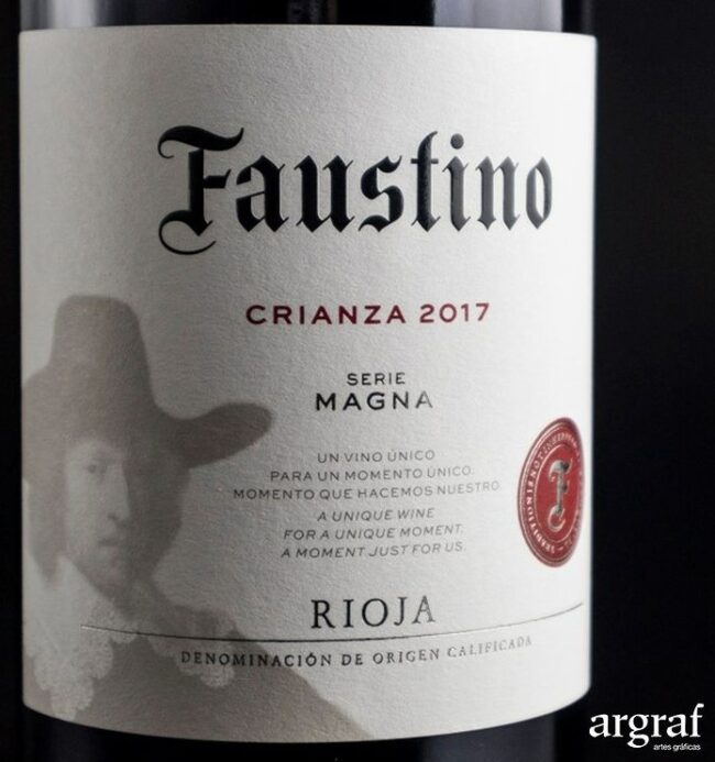 Impresión de etiqueta de vino Faustino