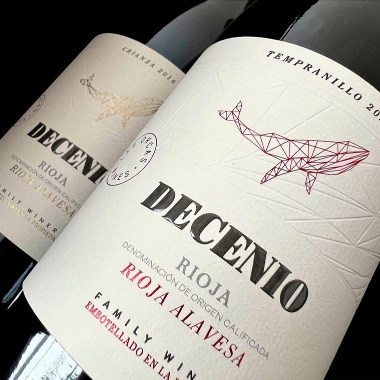 Impresión de etiqueta de vino Decenio