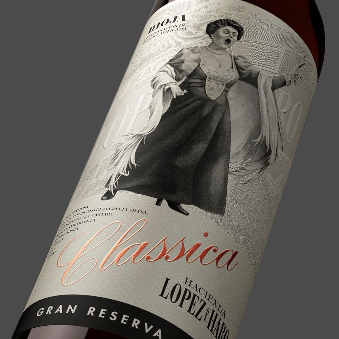 Detalle de impresión de etiqueta de vino Classica - Lucrecia Arana