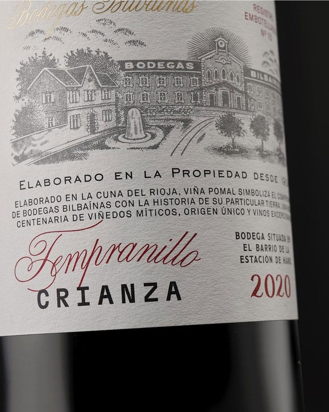 Detalle de impresión de etiqueta de vino Viña Pomal 01