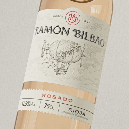 Etiqueta de vino Ramón Bilbao rosado